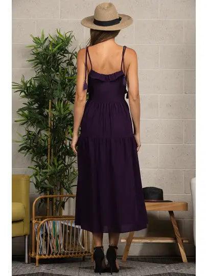 Purple Spaghetti Strap Tie Maxi Dress Female Product Image