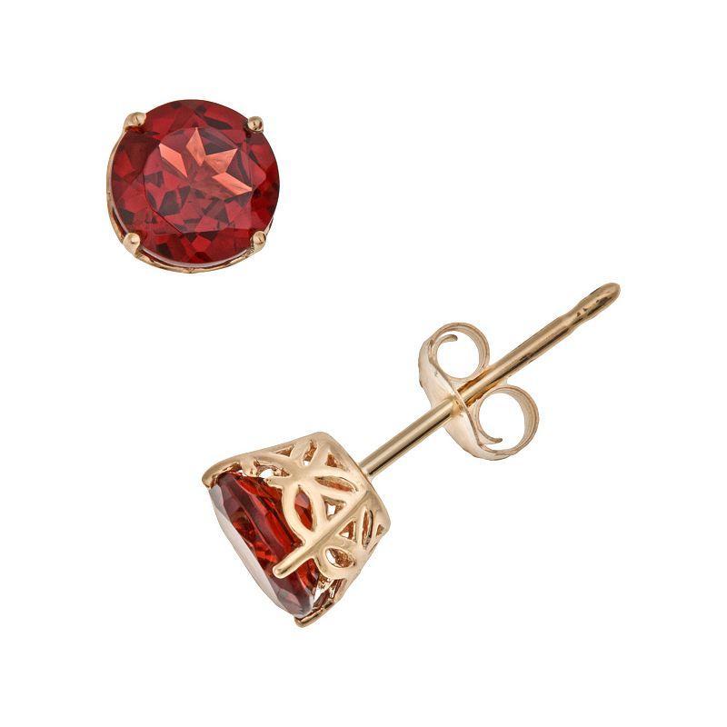 Celebration Gems 14k Gold Garnet Stud Earrings, Womens, Red Product Image