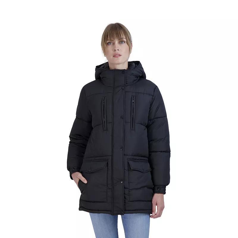 Juniors Sebby Hooded Parka Puffer Coat, Womens Product Image