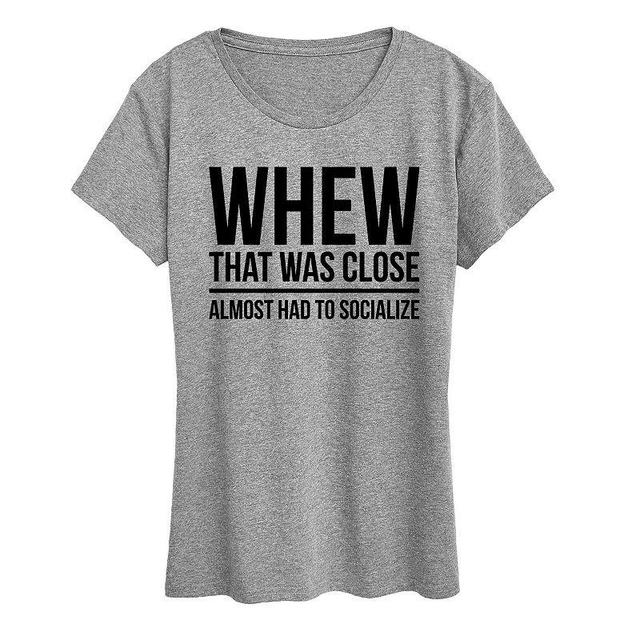 Womens Almost Had To Socialize Graphic Tee Grey Gray Product Image