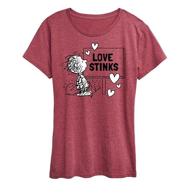 Womens Peanuts Pig Pen Love Stinks Graphic Tee Grey Gray Product Image