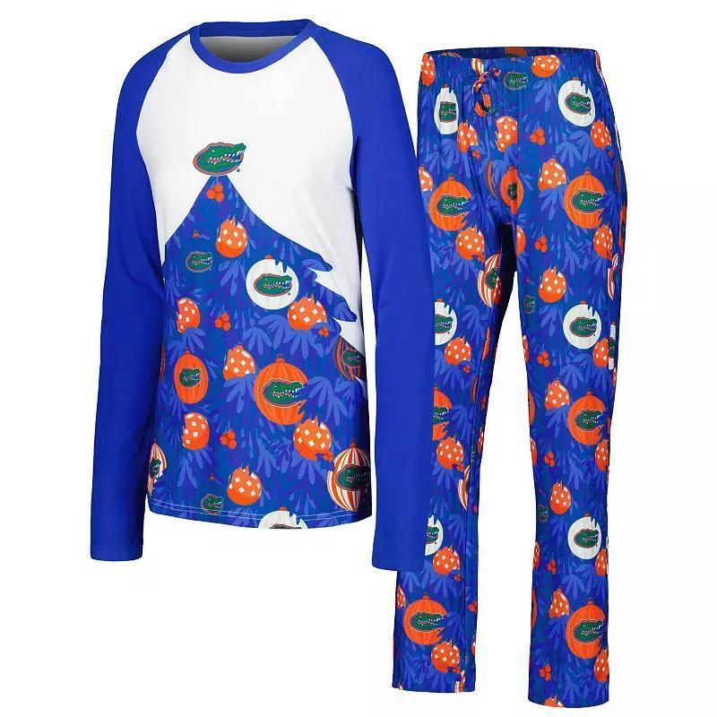 Womens Concepts Sport Royal Florida Gators Tinsel Ugly Sweater Long Sleeve T-Shirt & Pants Sleep Set Product Image