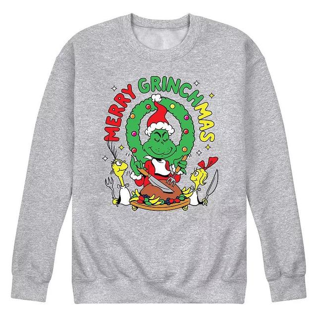 Mens Dr. Seuss The Grinch Grinchmas Fleece Sweatshirt Grey Gray Product Image