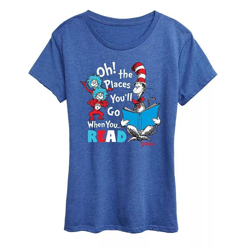 Womens Dr. Seuss When You Read Graphic Tee, Girls Grey Royal Blue Product Image