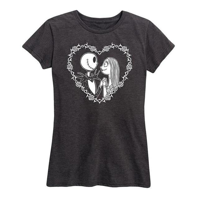 Disneys The Nightmare Before Christmas Jack & Sally Womens Heart Graphic Tee Product Image