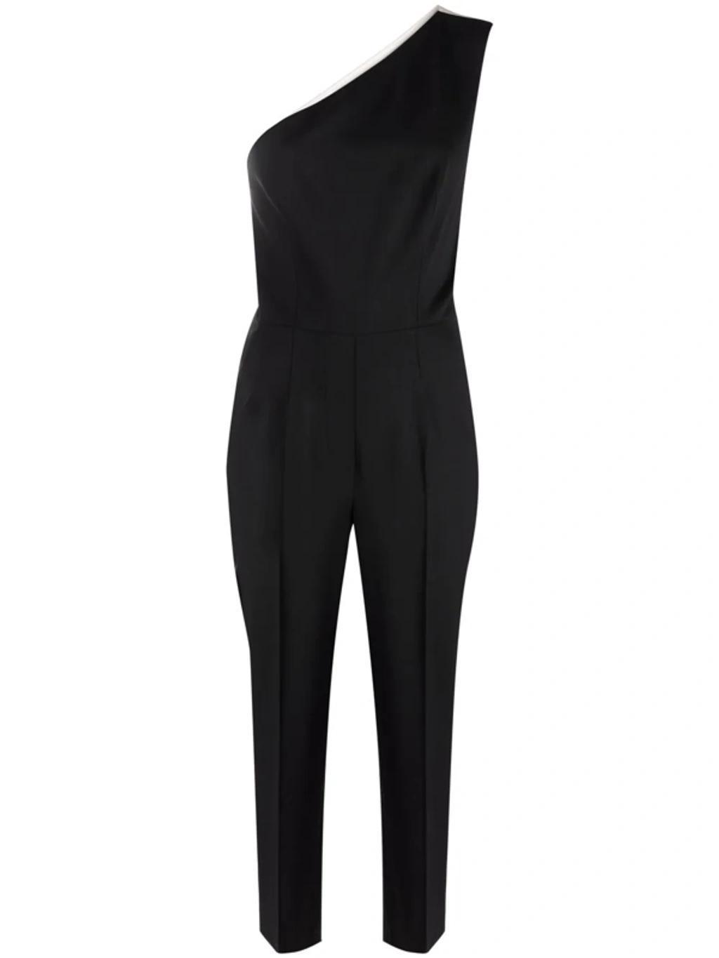 One-shoulder Stretch-wool Jumpsuit In Black Product Image