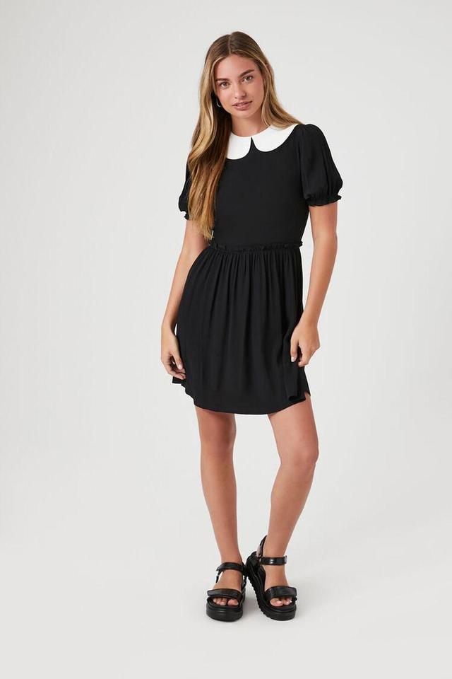 Collar Puff-Sleeve Mini Dress | Forever 21 Product Image