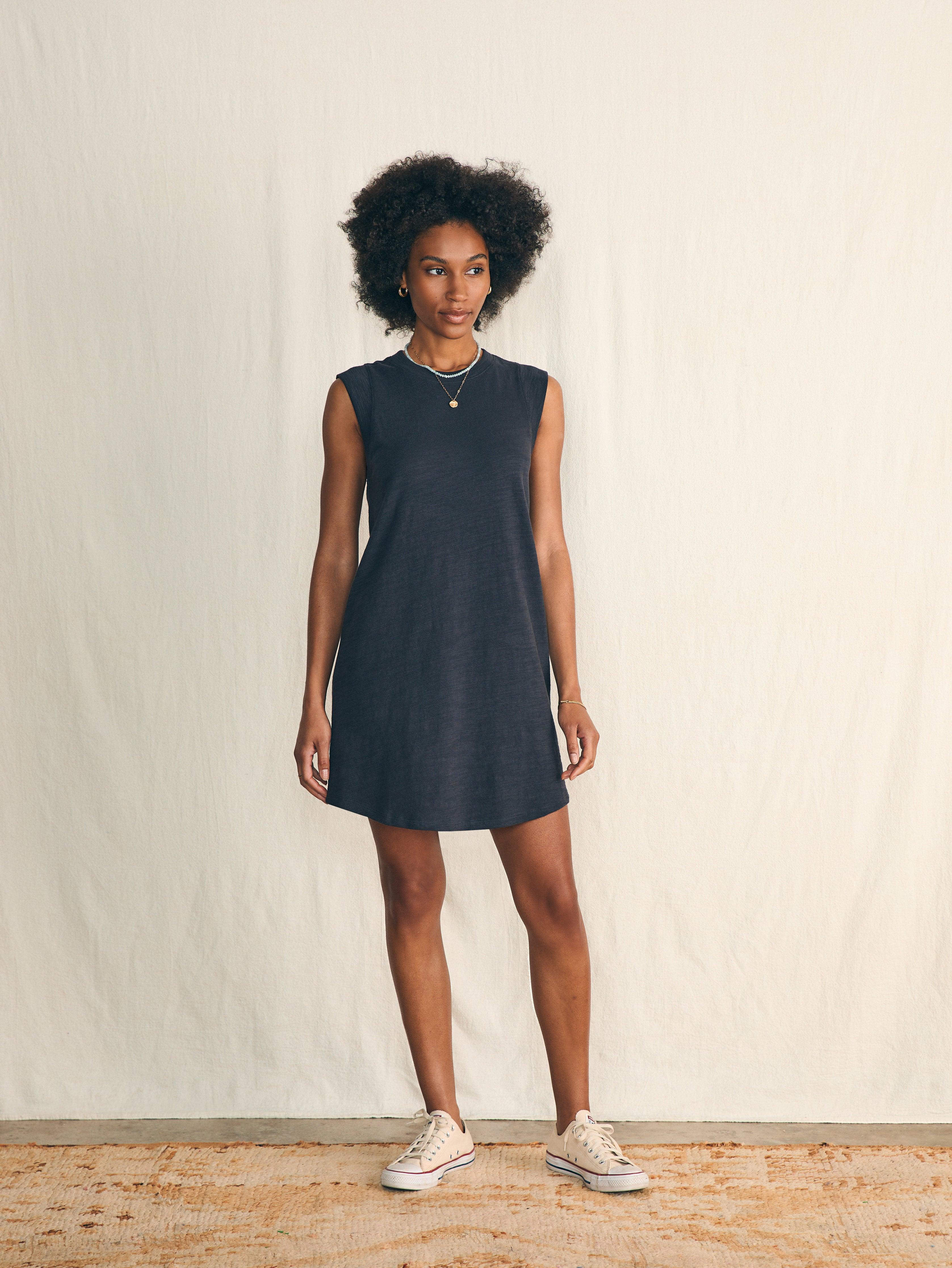 Sunwashed Slub Muscle Dress - Washed Black Female Product Image