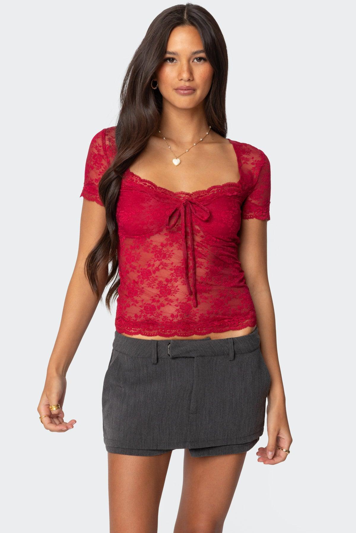 Roxana Sheer Lace Top Product Image