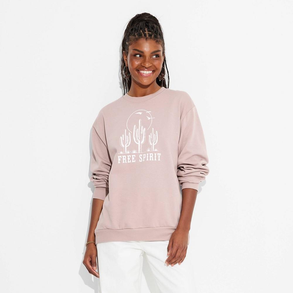 Womens Free Spirit Desert Scene Graphic Sweatshirt - Taupe Product Image