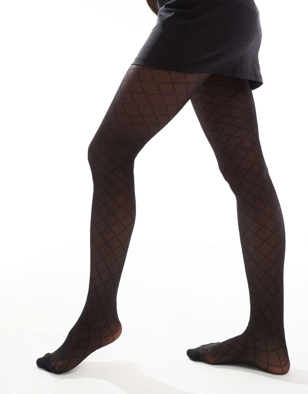 ONLY diamond tights in black Product Image