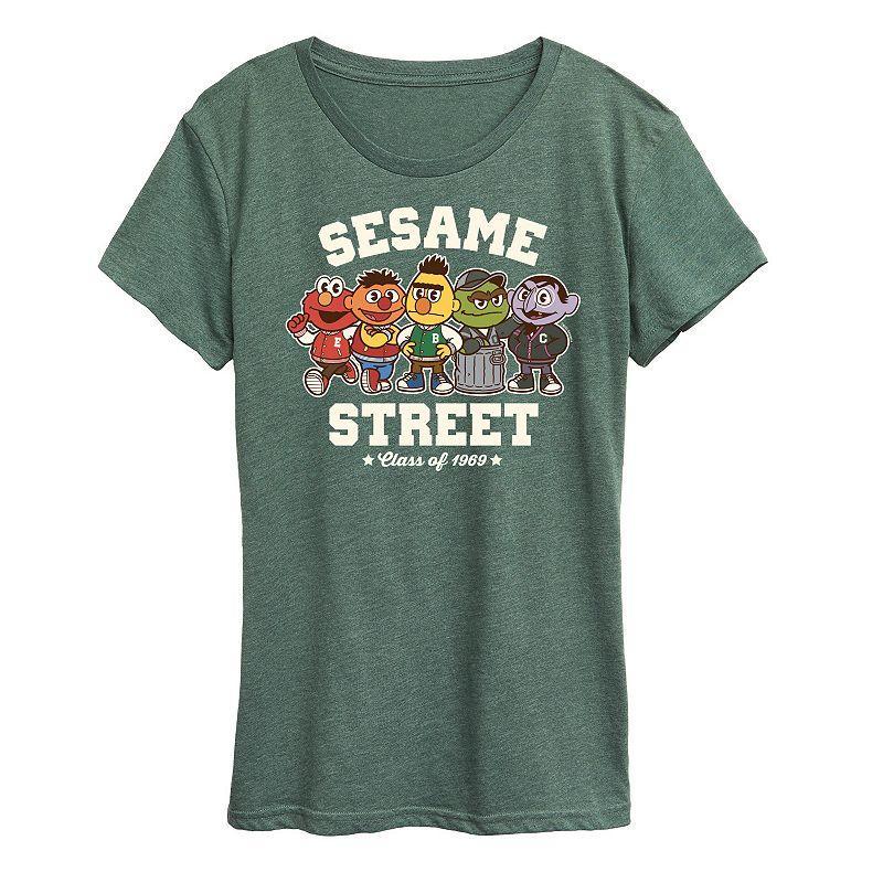 Womens Sesame Street Collegiate Graphic Tee, Girls Heather Grey Product Image