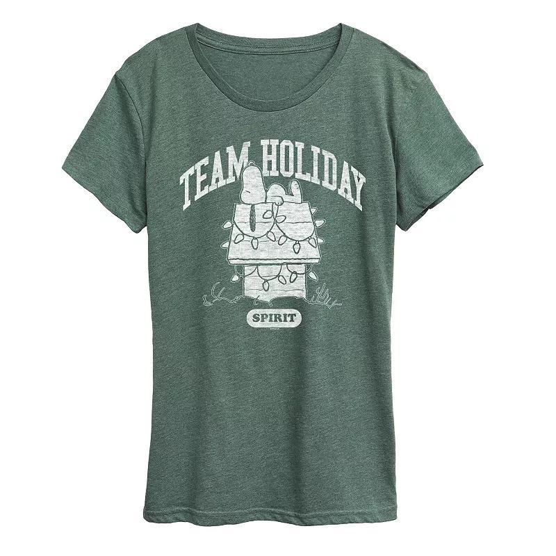 Womens Peanuts Team Holiday Spirit Graphic Tee Grey Red Product Image