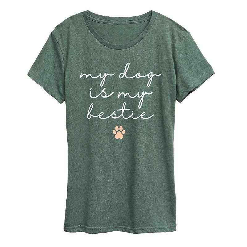 Womens My Dog Is My Bestie Graphic Tee, Girls Grey Juniper Product Image