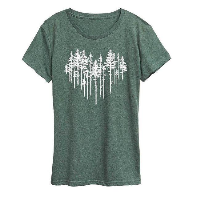 Womens Heart Trees Graphic Tee, Girls Grey Green Product Image