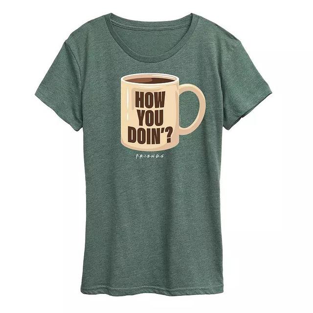 Womens Coffee Please Graphic Tee, Girls Grey Green Product Image