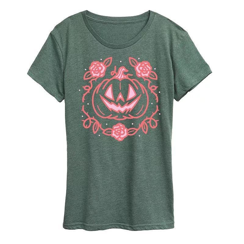 Womens Coquette Pumpkin Rose Graphic Tee Grey Green Product Image