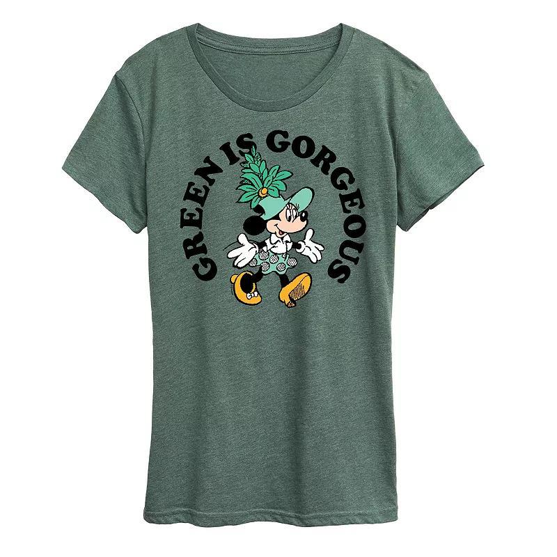 Disneys Minnie Mouse Womens Green Is Gorgeous Graphic Tee Product Image