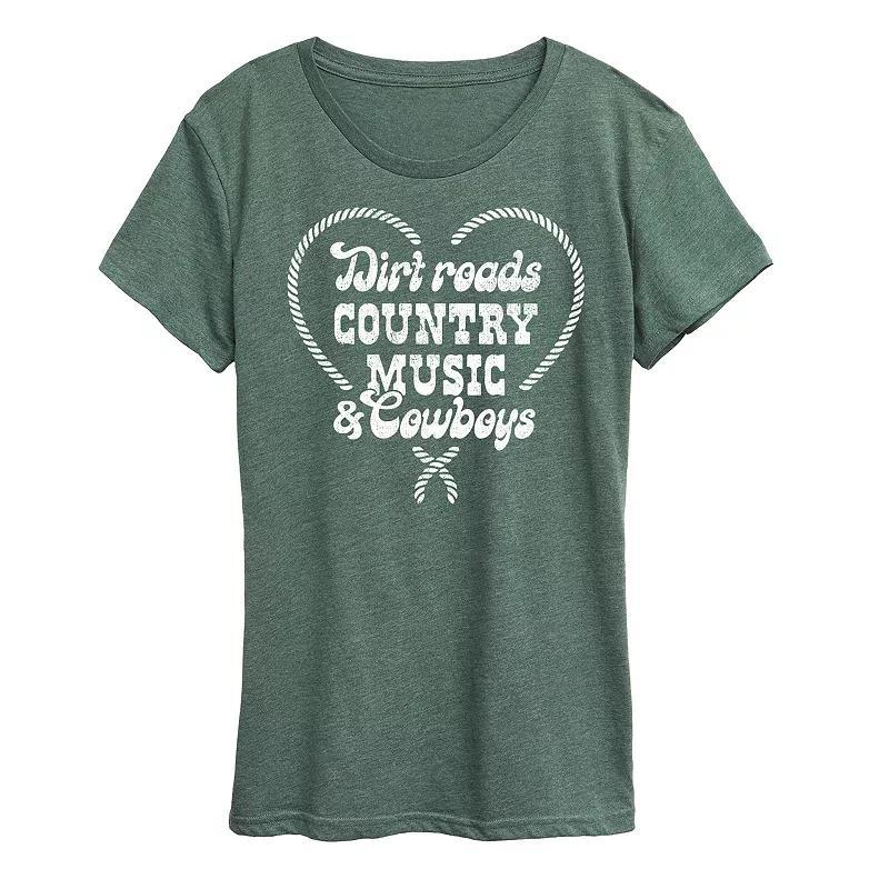 Womens Dirt Roads Country Music Cowboys Graphic Tee Product Image