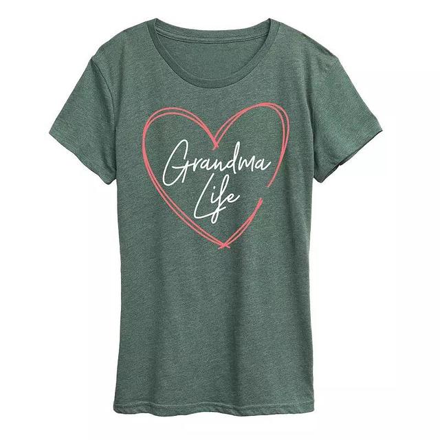 Womens Grandma Life Graphic Tee Grey Green Product Image