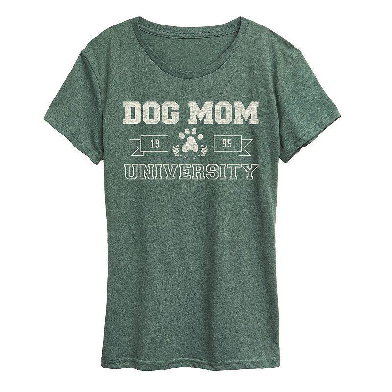 Womens Dog Mom University Graphic Tee Grey Green Product Image