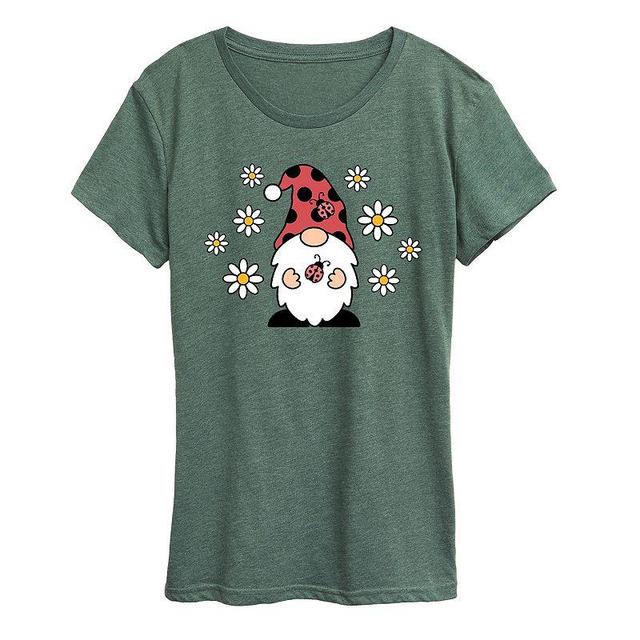 Womens Ladybug Gnome Graphic Tee Grey Green Product Image