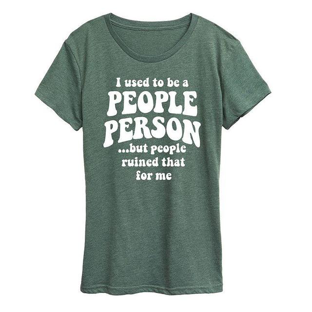 Womens Used to be a People Person Graphic Tee Grey Green Product Image