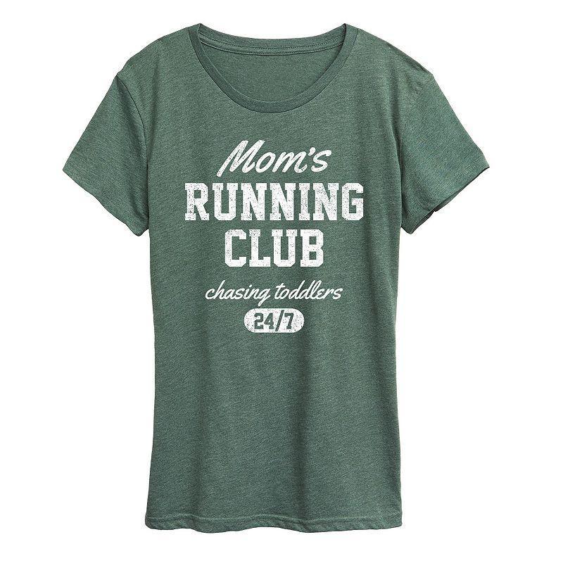 Womens Moms Running Club Graphic Tee Grey Green Product Image