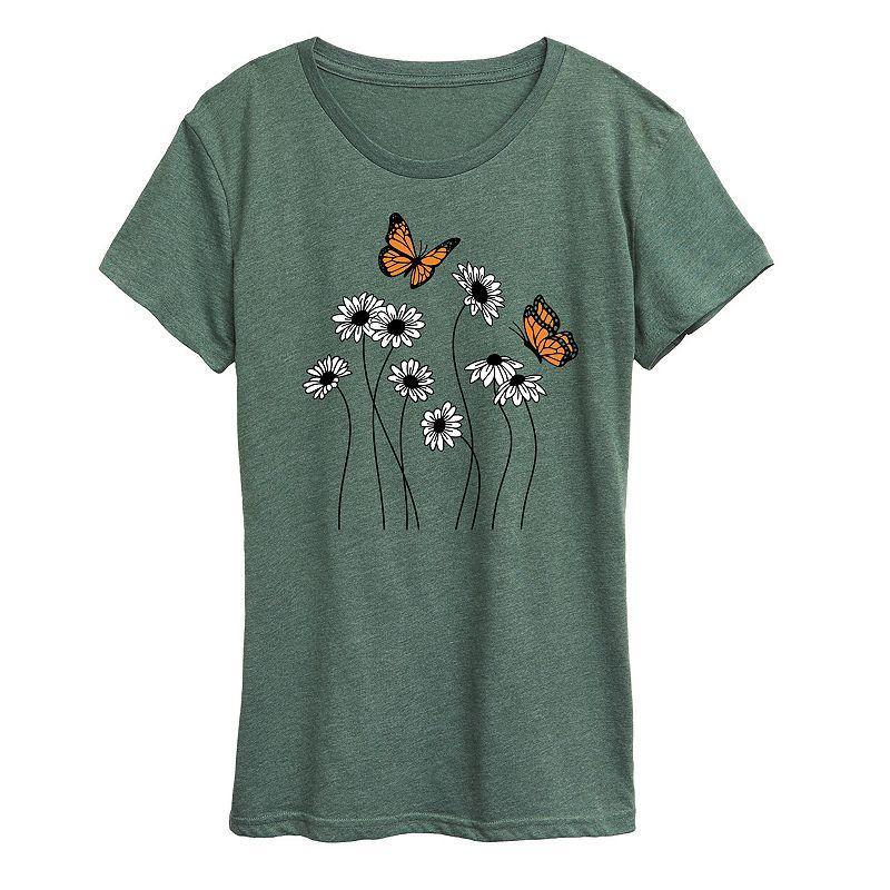 Womens Wildflower Garden Graphic Tee Green Product Image