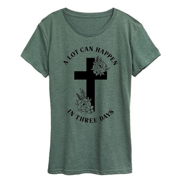 Womens Cross A Lot Can Happen In Three Days Graphic Tee, Girls Grey Juniper Product Image