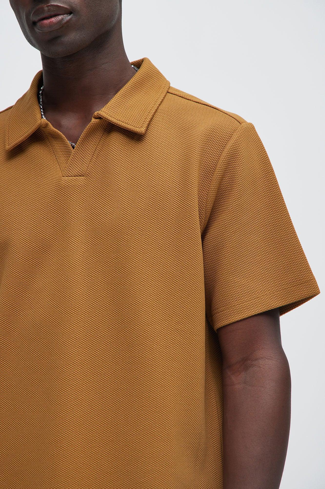 Kamryn Textured Short Sleeve Polo - LightBrown Product Image