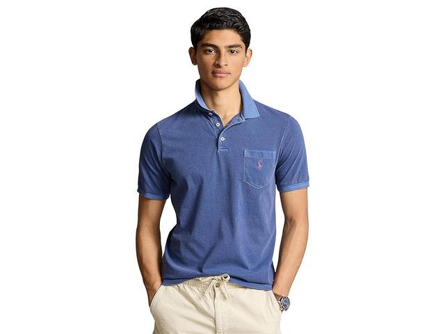 Polo Ralph Lauren Classic Fit Garment-Dyed Polo Shirt (Light Navy) Men's Short Sleeve Knit Product Image