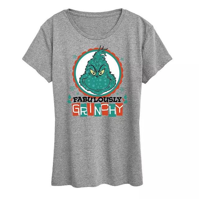 Womens Dr. Seuss The Grinch Fabulously Grinchy Graphic Tee, Girls Grey Gray Product Image