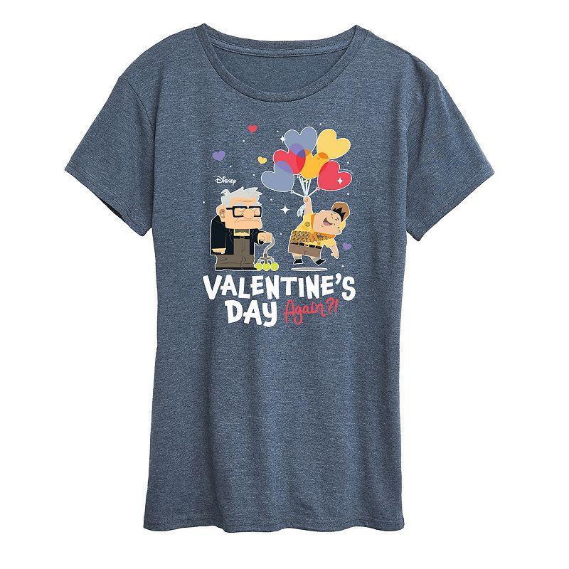 Disney / Pixars Up Womens Valentines Day Again Graphic Tee Grey Gray Product Image