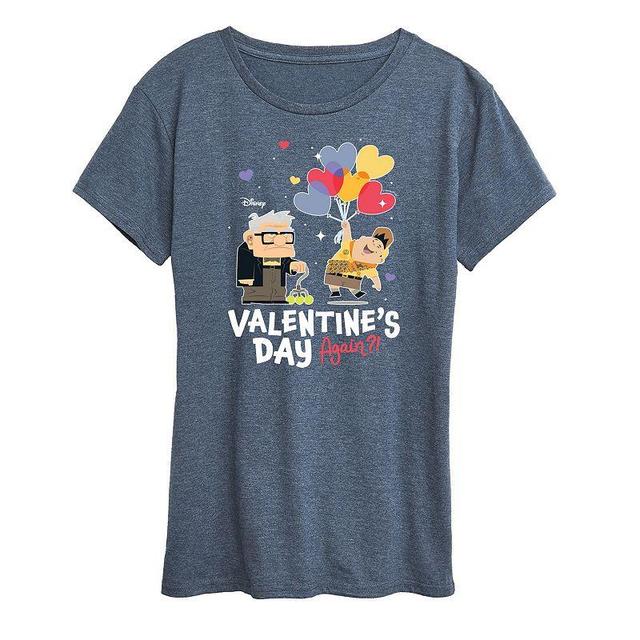 Disney / Pixars Up Womens Valentines Day Again Graphic Tee Grey Gray Product Image