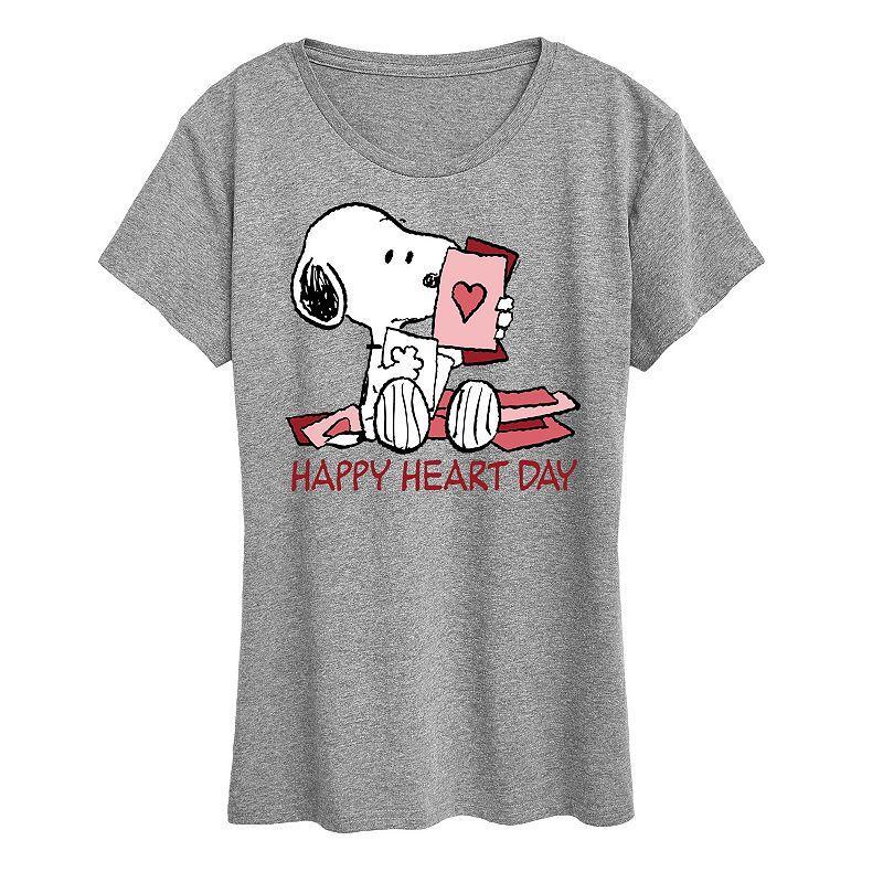 Womens Peanuts Snoopy Happy Heart Day Graphic Tee Product Image