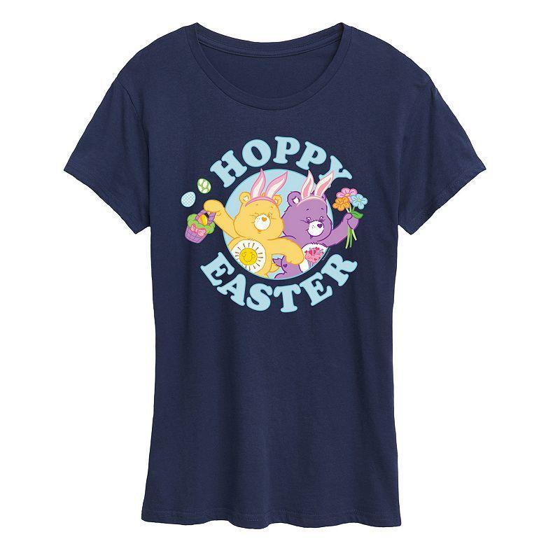 Womens Care Bears Hoppy Easter Graphic Tee Grey Royal Blue Product Image