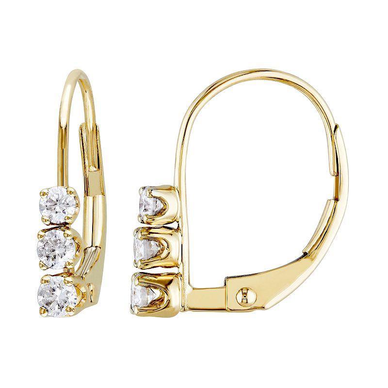 Stella Grace 14k Gold Diamond Accent Leverback Earrings, Womens Product Image