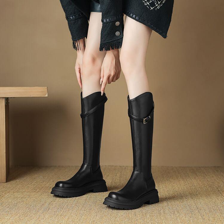 Platform Plain Buckled Tall Boots product image