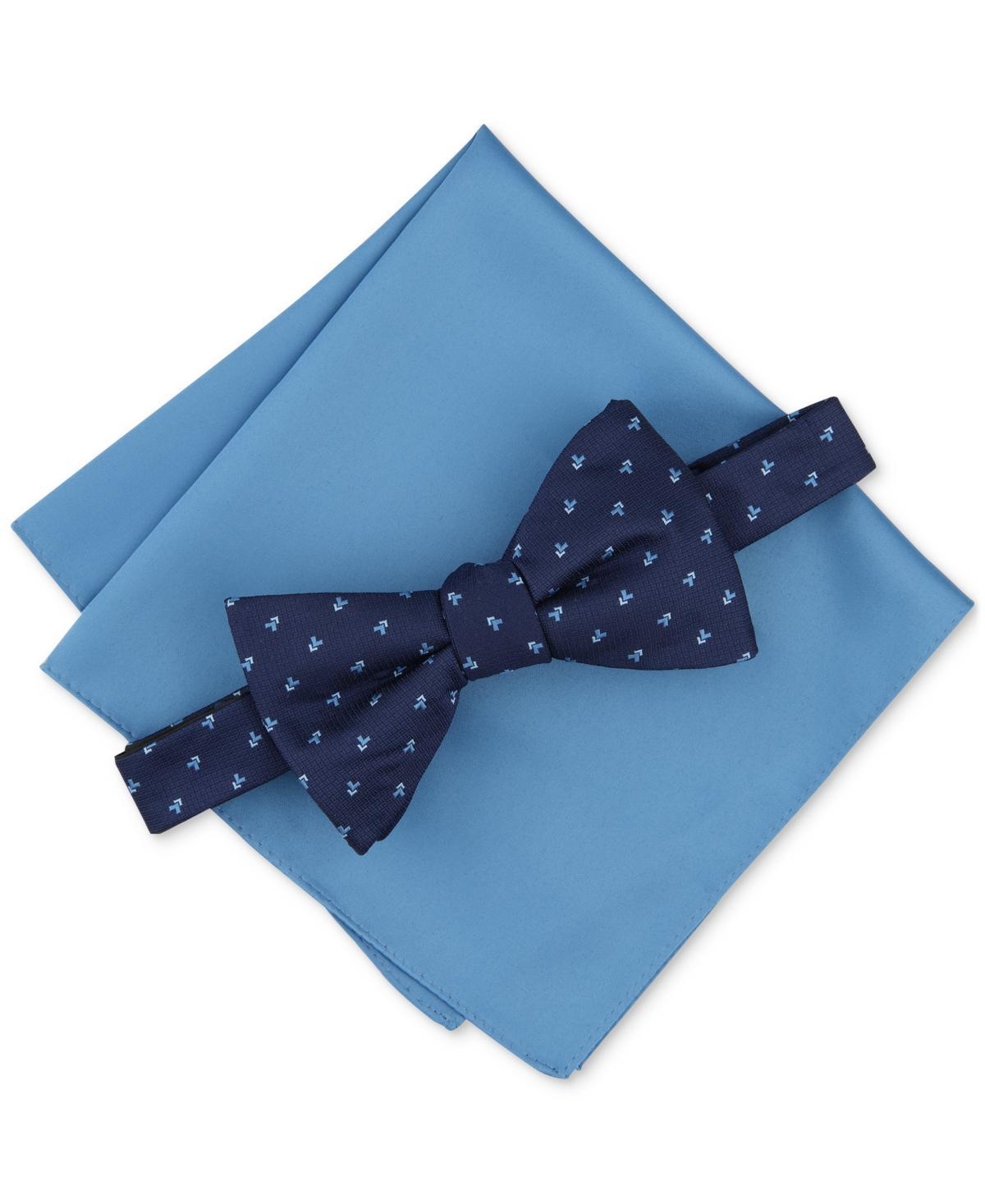 Alfani Mens Galway Mini-Chevron Bow Tie & Solid Pocket Square Set, Created for Macys Product Image