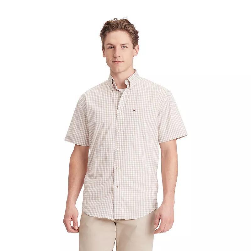 Mens Tommy Hilfiger Stretch Short Sleeve Oxford Button-Down Shirt Product Image