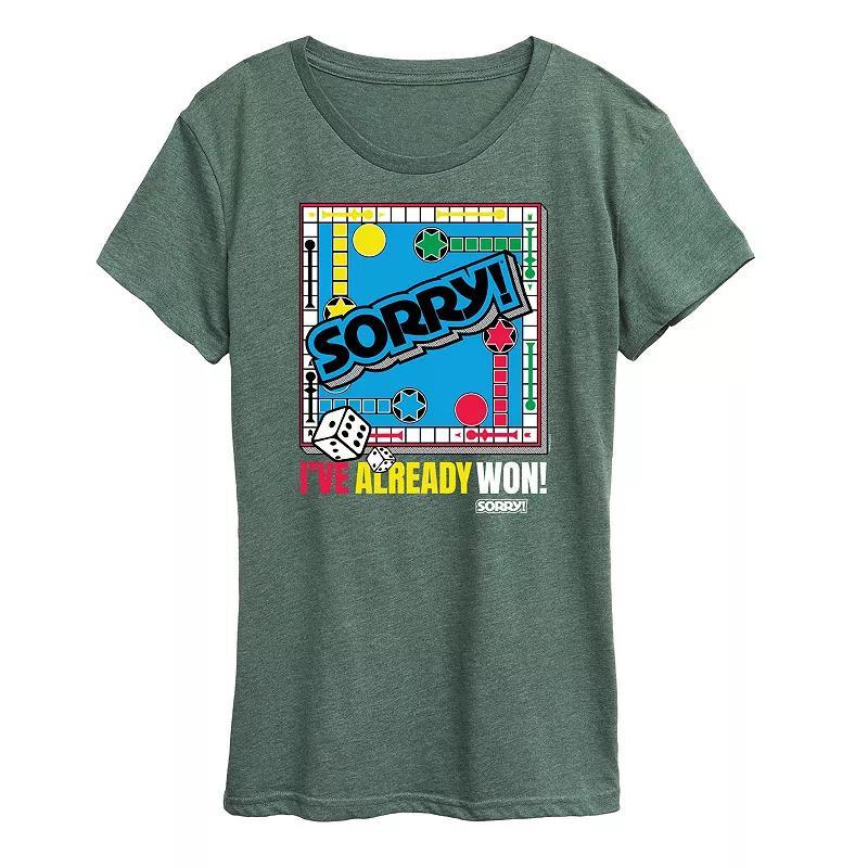 Womens Sorry Ive Already Won Graphic Tee by Hasbro Grey Green product image