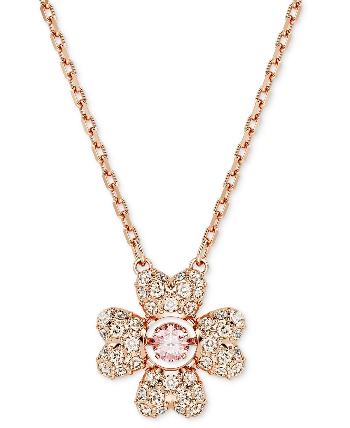 Womens Idyllia Rose-Goldtone & Swarovski Crystal Four-Leaf Clover Pendant Necklace Product Image