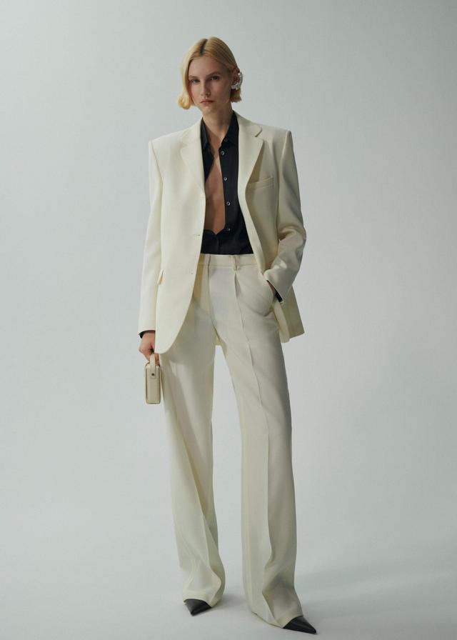 Boxy oversized blazer in cream Product Image