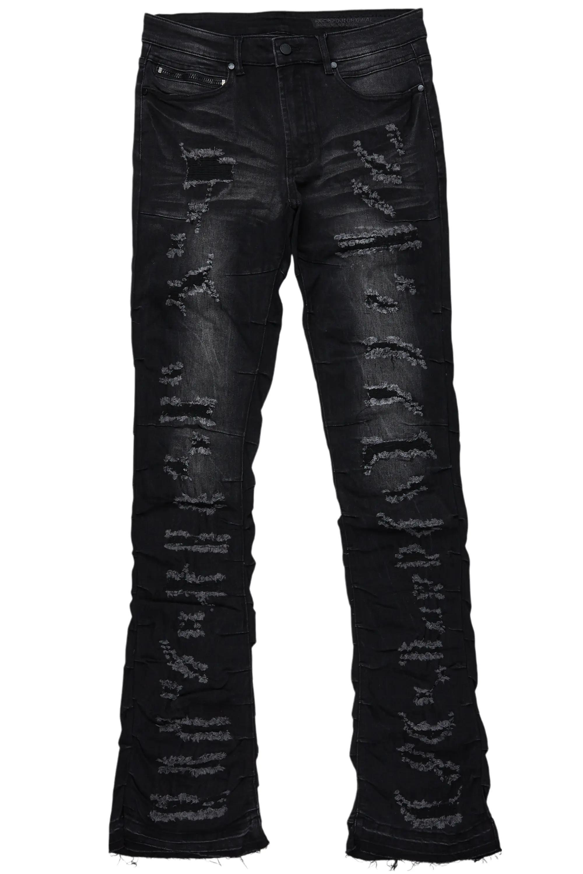 Mercol Black Stacked Flare Jean Male Product Image