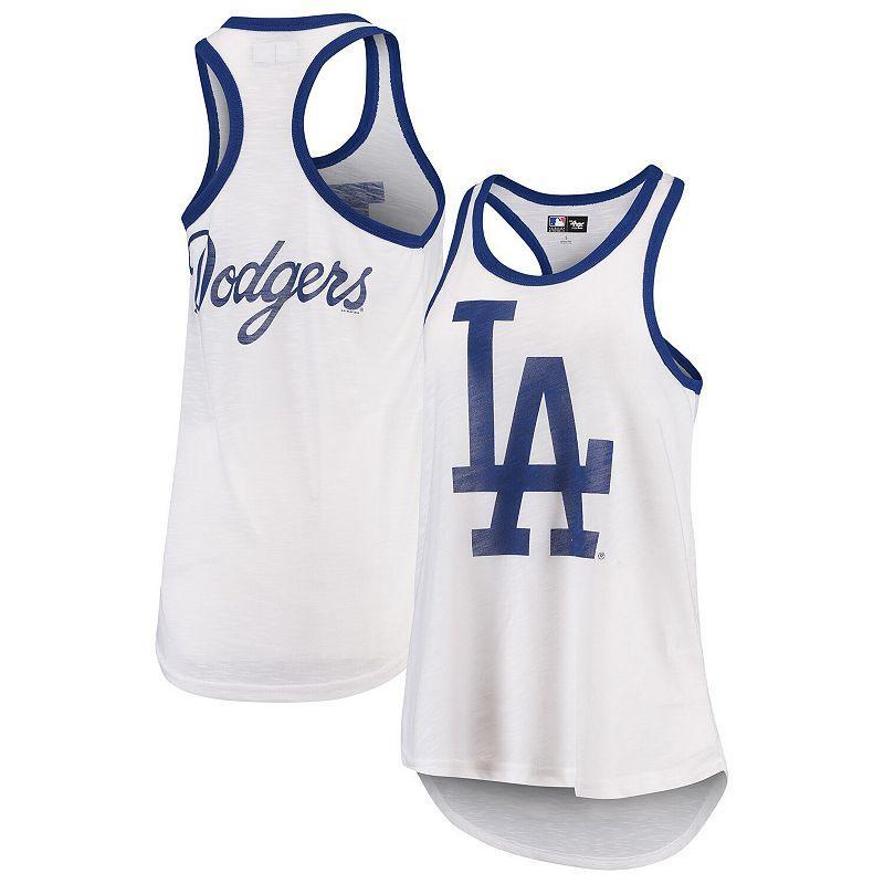 Womens G-III 4Her by Carl Banks White Los Angeles Dodgers Tater Racerback Tank Top Product Image