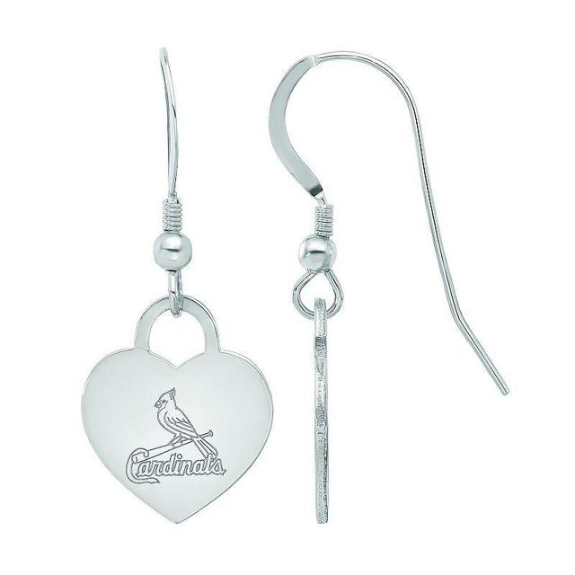 LogoArt Sterling Silver St Louis Cardinals Heart Dangle Earrings, Womens Product Image