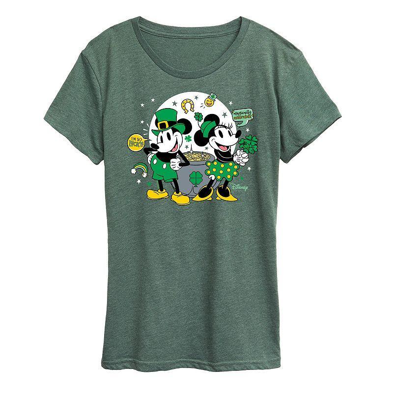 Disneys Mickey & Minnie Mouse Womens St. Patricks Pot Of Gold Graphic Tee Product Image