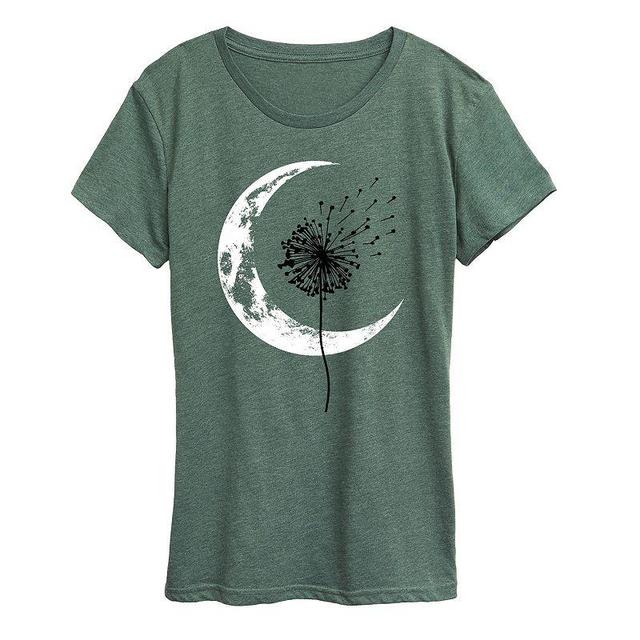 Womens Dandelion Crescent Moon Graphic Tee, Girls Grey Juniper Product Image