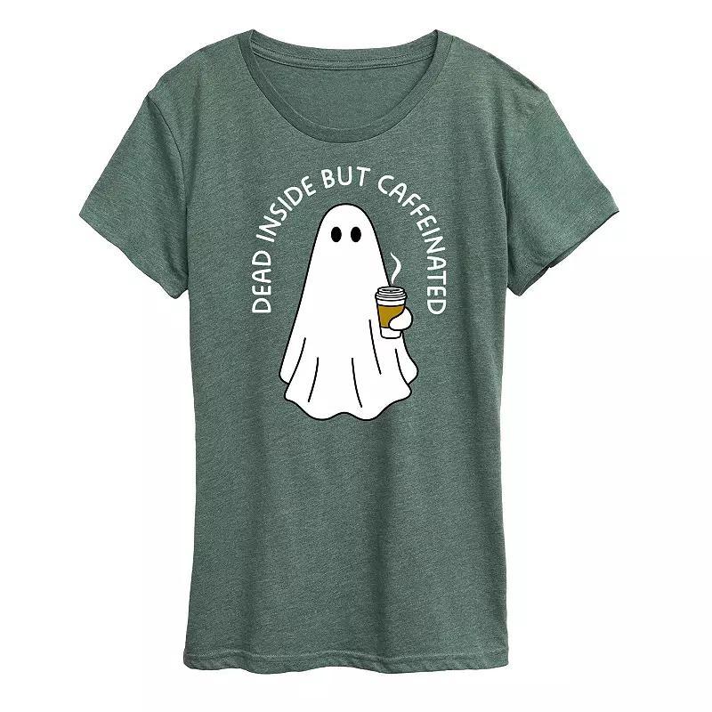 Womens Dead Inside Caffeinated Ghost Graphic Tee Grey Wine Product Image